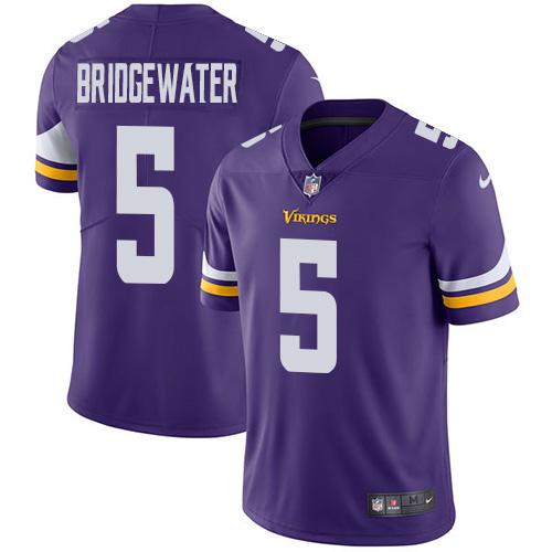 Nike Vikings #5 Teddy Bridgewater Purple Team Color Youth Stitched NFL Vapor Untouchable Limited Jersey