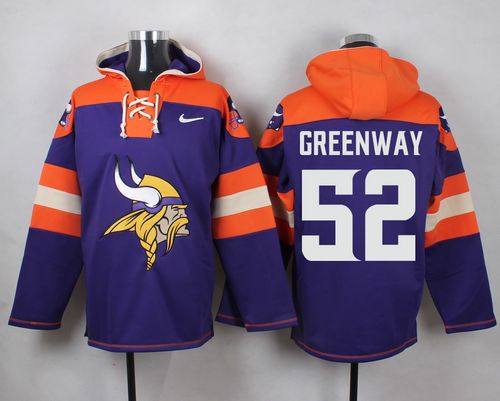 Nike Vikings #52 Chad Greenway Purple Player Pullover NFL Hoodie