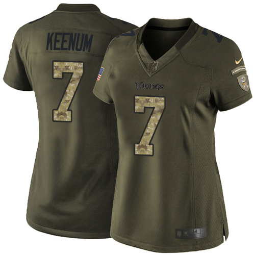Nike Vikings #7 Case Keenum Green Women's Stitched NFL Limited 2015 Salute to Service Jersey