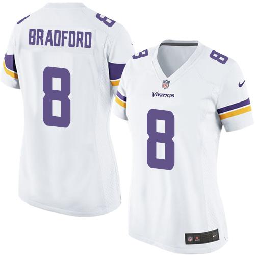 Nike Vikings #8 Sam Bradford White Women's Stitched NFL Elite Jersey