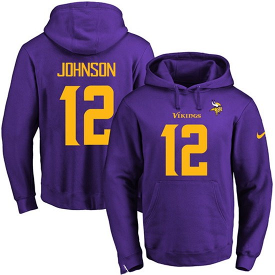 Nike Vikings 12 Charles Johnson Purple Men's Pullover Hoodie
