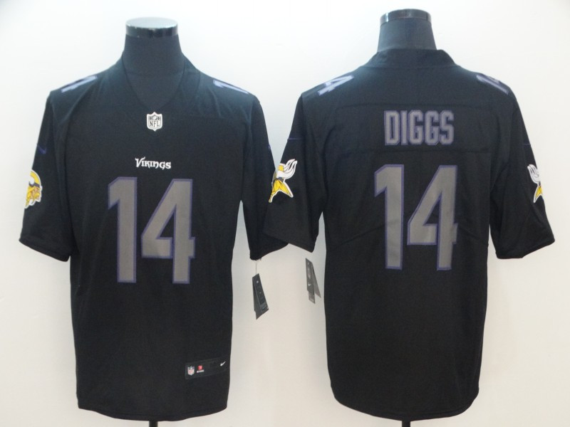 Nike Vikings 14 Stefon Diggs Black Impact Rush Limited Jersey