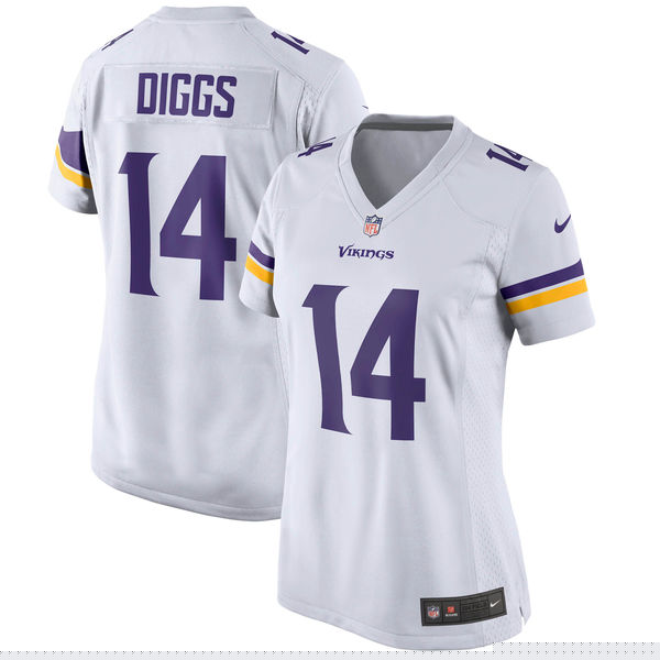 Nike Vikings 14 Stefon Diggs White Women Game Jersey