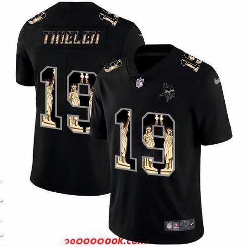 Nike Vikings 19 Adam Thielen Black Statue Of Liberty Limited Jersey