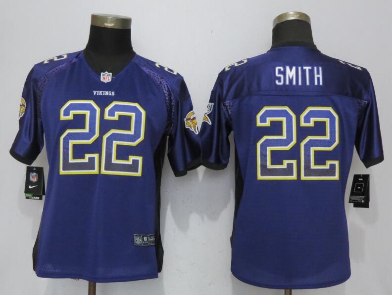 Nike Vikings 22 Harrison Smith Purple Women Drift Fashion Jersey