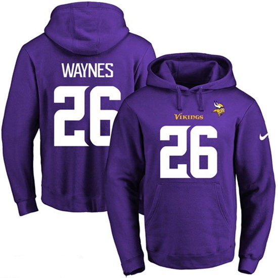 Nike Vikings 26 Trae Waynes Purple Men's Pullover Hoodie2