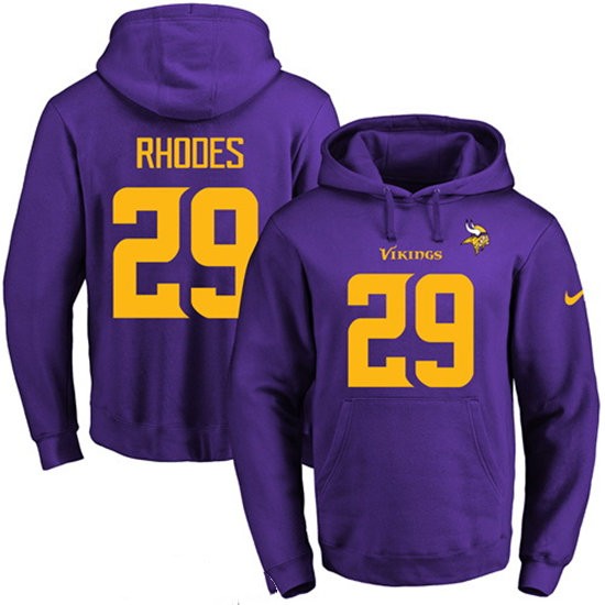 Nike Vikings 29 Xavier Rhodes Purple Men's Pullover Hoodie