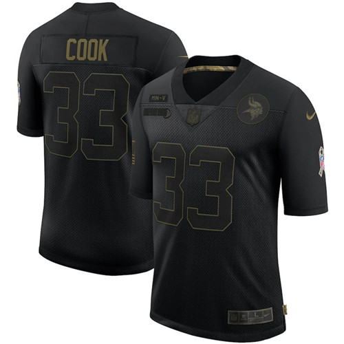 Nike Vikings 33 Dalvin Cook Black 2020 Salute To Service Limited Jersey