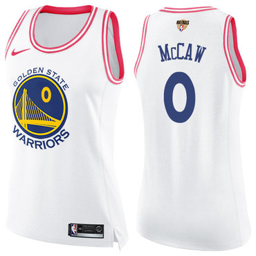 Nike Warriors #0 Patrick McCaw White Pink The Finals Patch Women's NBA Swingman Fashion Jersey