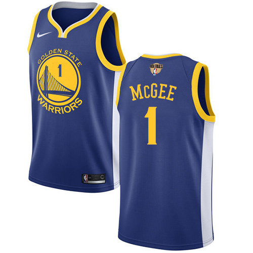 Nike Warriors #1 JaVale McGee Blue The Finals Patch NBA Swingman Icon Edition Jersey