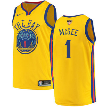 Nike Warriors #1 JaVale McGee Gold The Finals Patch NBA Swingman City Edition Jersey