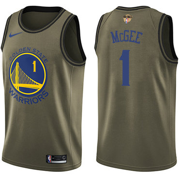Nike Warriors #1 JaVale McGee Green Salute to Service The Finals Patch NBA Swingman Jersey