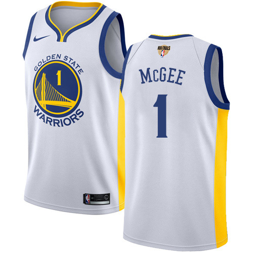 Nike Warriors #1 JaVale McGee White The Finals Patch NBA Swingman Association Edition Jersey