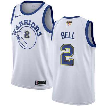 Nike Warriors #2 Jordan Bell White Throwback The Finals Patch NBA Swingman Hardwood Classics Jersey