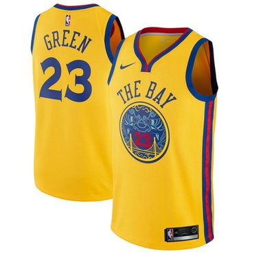 Nike Warriors #23 Draymond Green Gold NBA Swingman City Edition Jersey