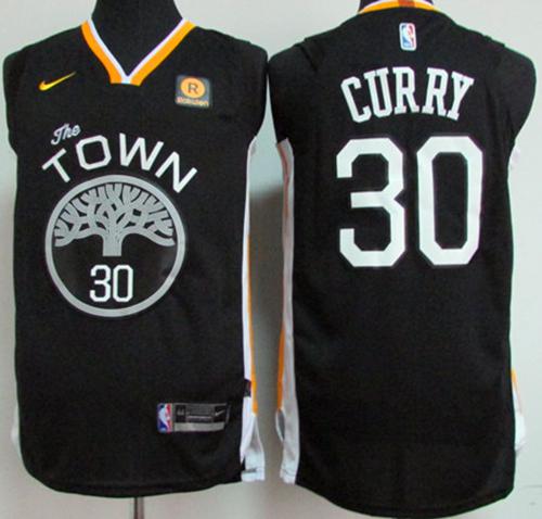 Nike Warriors #30 Stephen Curry Black Stitched NBA Swingman Jersey