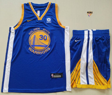 Nike Warriors #30 Stephen Curry Blue A Set The Finals Patch NBA Swingman Icon Edition Jersey