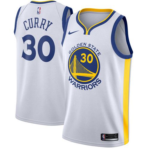 Nike Warriors #30 Stephen Curry White Stitched NBA Swingman Jersey