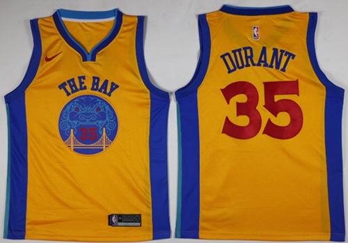 Nike Warriors #35 Kevin Durant Gold NBA Swingman City Edition Jersey