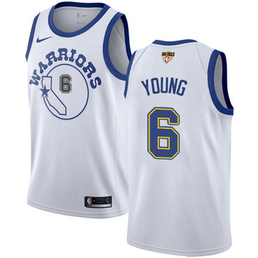 Nike Warriors #6 Nick Young White Throwback The Finals Patch NBA Swingman Hardwood Classics Jersey