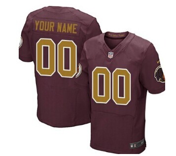 Nike Washington Redskins Customized Red With Gold Elite Jersey