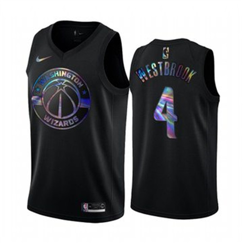 Nike Wizards #4 Russell Westbrook Men's Iridescent Holographic Collection NBA Jersey - Black