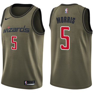 Nike Wizards #5 Markieff Morris Green Salute to Service NBA Swingman Jersey