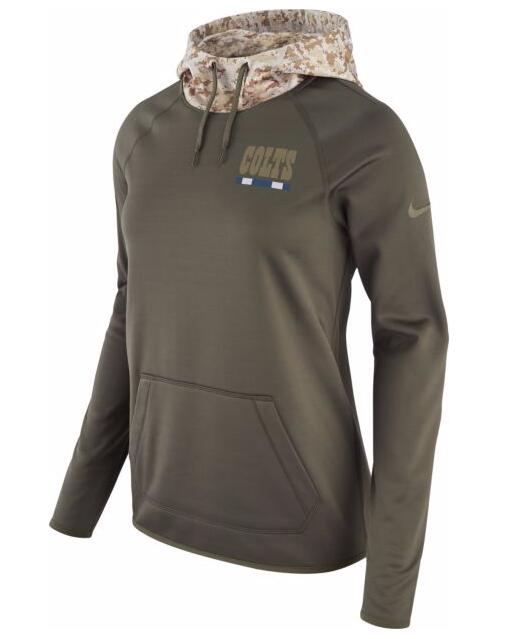 Nike Women's Indianapolis Colts Olive Salute To Service Sideline Therma Pullover Hoodie