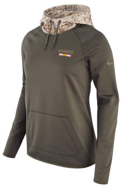 Nike Women's Kansas City Chiefs Olive Salute To Service Sideline Therma Pullover Hoodie