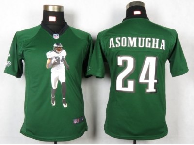 NEW Women Philadelphia Eagles #24 Asomugha Green Portrait Fashion Game Jerseys