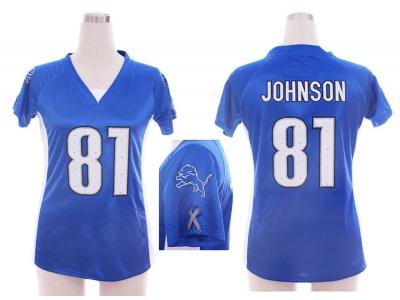 New NFL Women detroit lions #81 calvin johnson blue jerseys[draft him ii top]