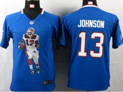 NEW Youth Buffalo Bills #13 Johnson Blue Portrait Fashion Game Jerseys