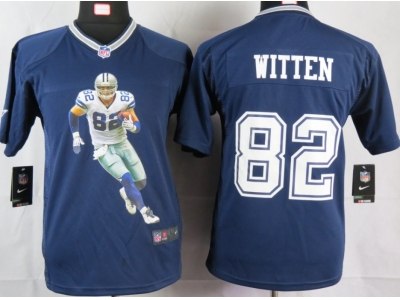 NEW Youth Dallas Cowboys #82 Witten Blue Portrait Fashion Game Jerseys