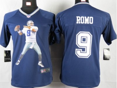 NEW Youth Dallas Cowboys #9 Romo Blue Portrait Fashion Game Jerseys