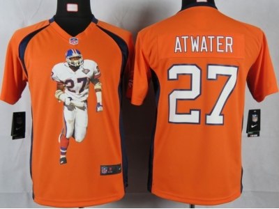 NEW Youth Denver Broncos #27 Atwater Orange Portrait Fashion Game Jerseys