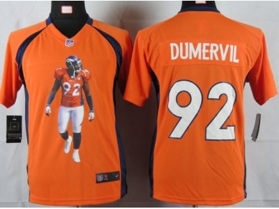 NEW Youth Denver Broncos #92 Dumervil Orange Portrait Fashion Game Jerseys