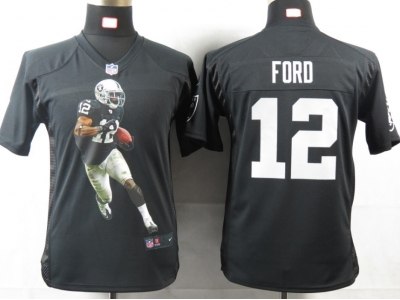 NEW Youth Oakland Raiders #12 Ford Black Portrait Fashion Game Jerseys