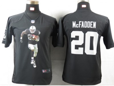 NEW Youth Oakland Raiders #20 Mcfadden Black Portrait Fashion Game Jerseys