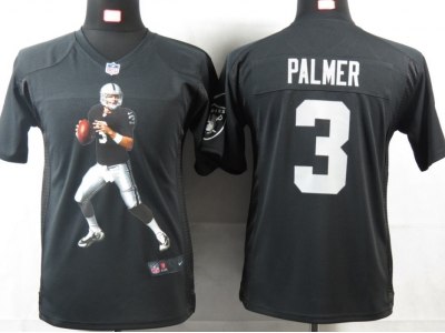 NEW Youth Oakland Raiders #3 Palmer Black Portrait Fashion Game Jerseys