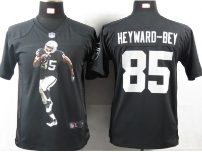 NEW Youth Oakland Raiders #85 Heyward-bey Black Portrait Fashion Game Jerseys