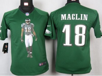 NEW Youth Philadelphia Eagles #18 Maclin Green Portrait Fashion Game Jerseys