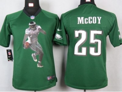 NEW Youth Philadelphia Eagles #25 Mccoy Green Portrait Fashion Game Jerseys