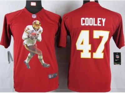 NEW Youth Washington Red Skins #47 Cooley Red Portrait Fashion Game Jerseys