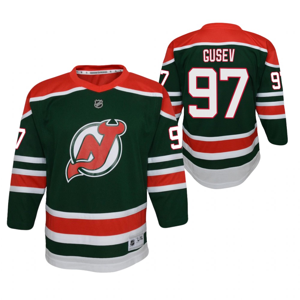 Nikita Gusev New Jersey Devils 2021 Reverse Retro Green Youth Jersey Special Edition
