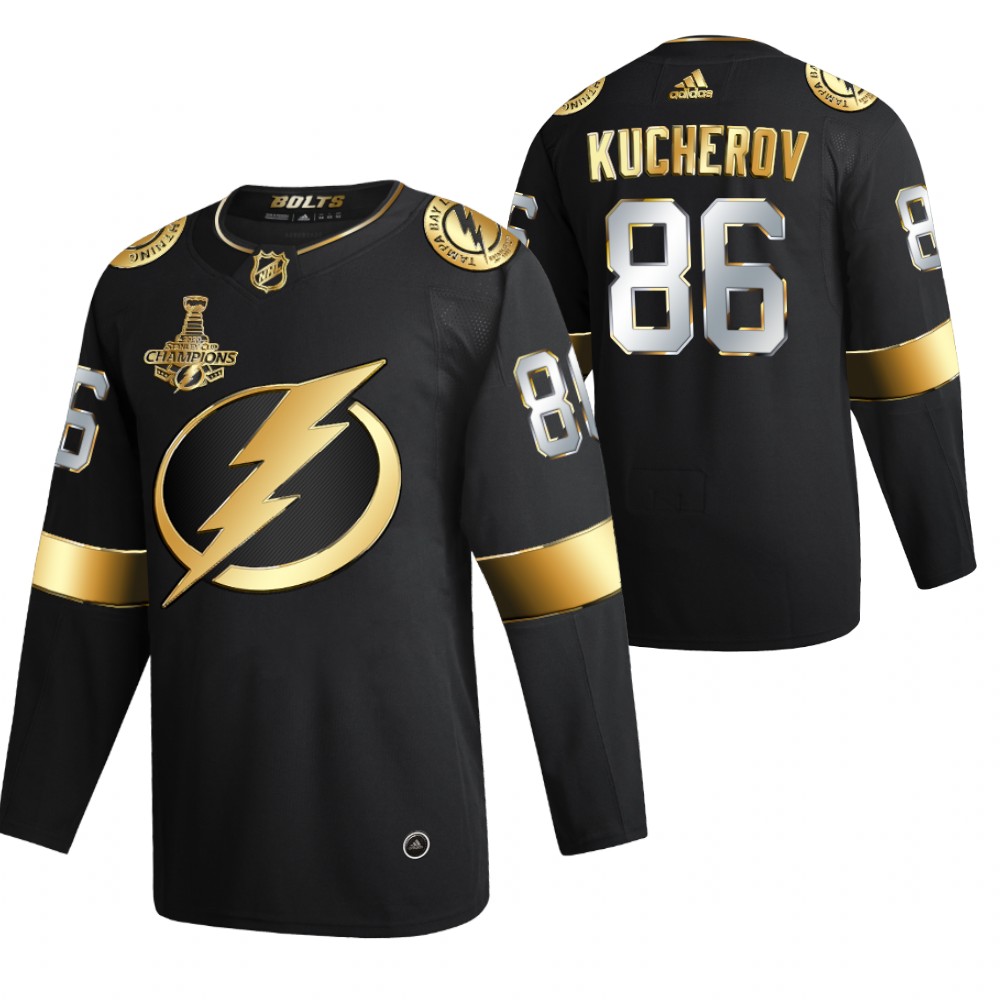 Nikita Kucherov Tampa Bay Lightning Black 2020 Stanley Cup Champions Jersey Authentic Golden Limited