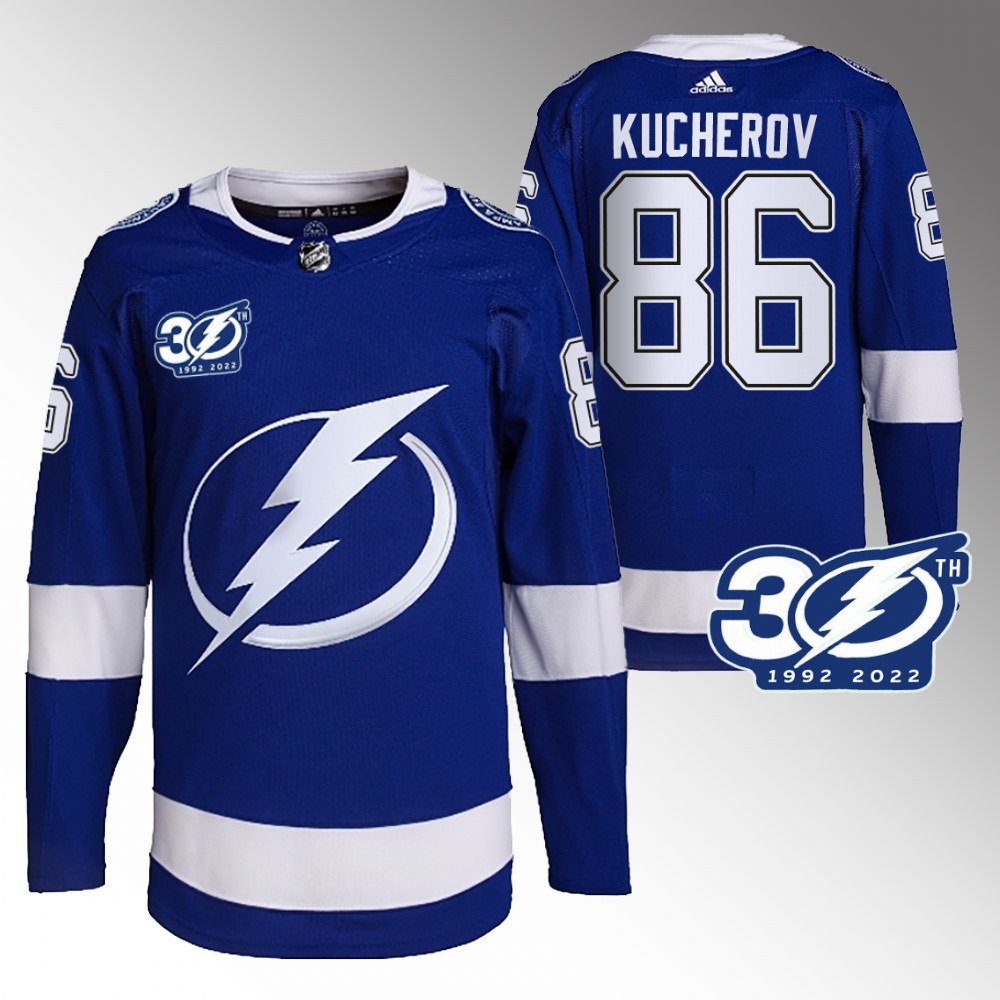 Nikita Kucherov Tampa Bay Lightning Blue 30th Season Authentic Home Jersey