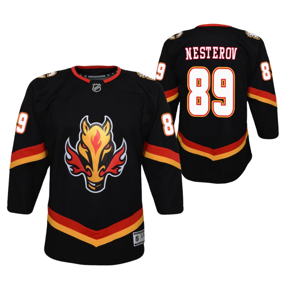 Nikita Nesterov Calgary Flames 2021 Reverse Retro Black Youth Jersey Replica