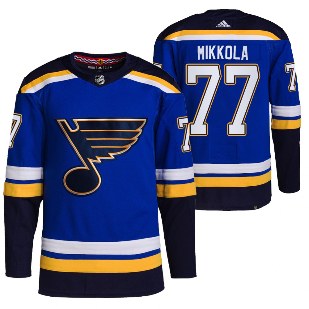 Niko Mikkola 2021-22 St. Louis Blues Blue Home Primegreen Authentic Pro Jersey