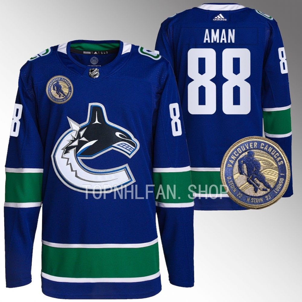 Nils Aman Vancouver Canucks Blue 2022 HHOF Warmup Jersey