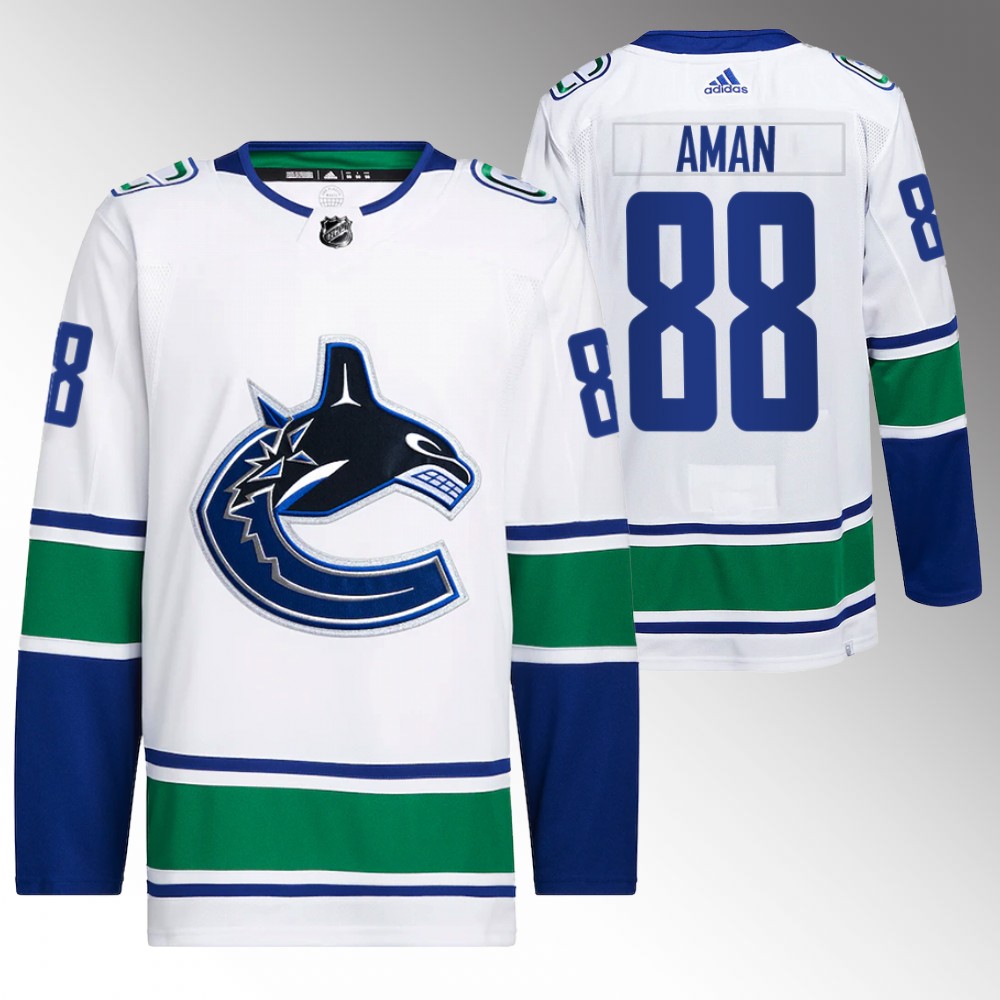 Nils Aman Vancouver Canucks White Primegreen Away Jersey